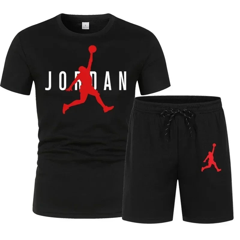 Summer Popular Men's T-shirt+shorts Suit Men Sports Suit Printing Casual Fashion Short-sleeved T-shirt Set Men Joggers Suit Set