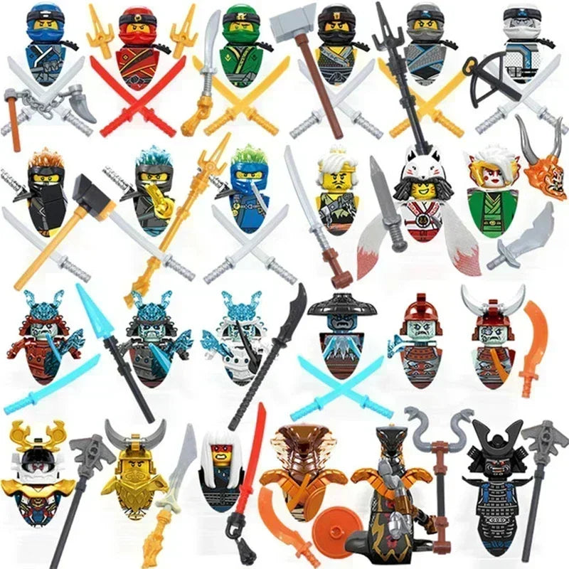 24 Pieces Anime Characters Ninja Figures Garmadon Jay Lloyd Samukai Cole Harumi Ultra Violet Pyro Snake Building Block Kids Toys