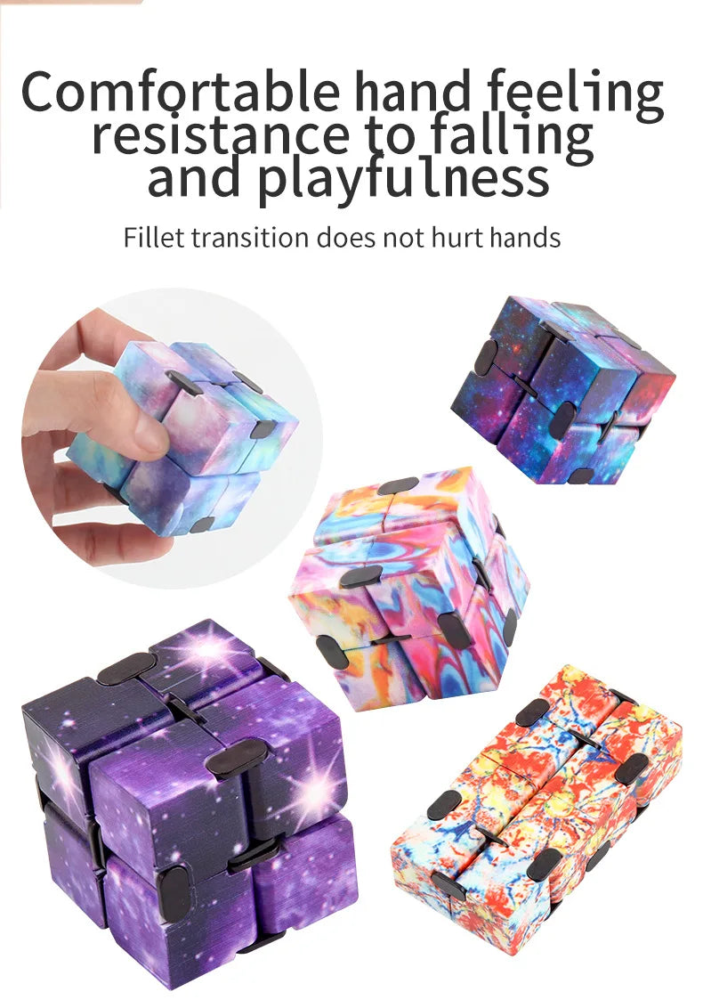 9 Style Fidget Sensory Cube Toys Starry Sky Infinity Square Stress Relief Cube Fingertip Toys for Children Adult