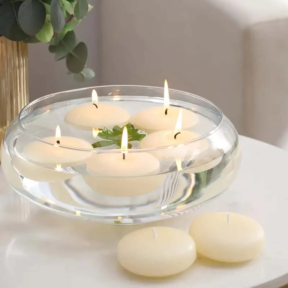 20pcs Ivory Floating Candles, Unscented Dripless, For Weddings, Christmas, Birthday Party, Cylinder Vases, And Home Decorations