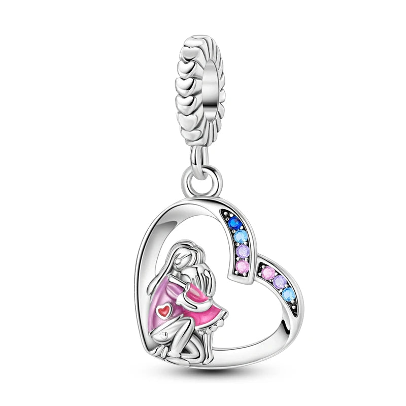 925 Sterling Silver Pink Series Charms Bow Tie Girl Cake Princess Beads Pendant Fit Original Bracelet DIY Jewelry Gift For Woman