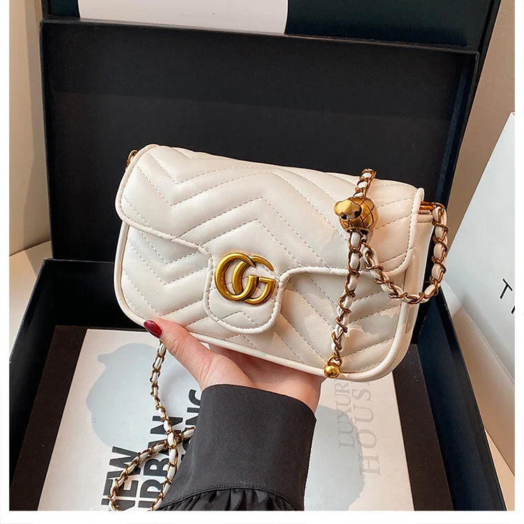 Fashion Design Women's Small Square Stylish Handbag Luxury Chain Crossbody Shoulder Handbags Luxury Embroidered Check Square Bag