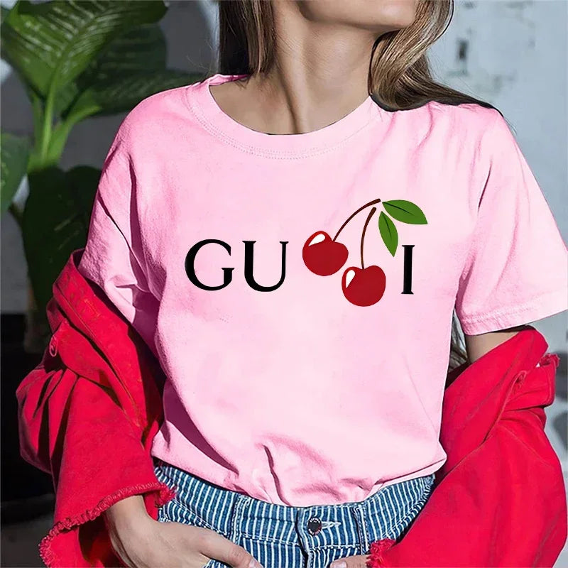High Quality Women's T Shirt Letter Printed Daily Blouse Tops Summer Classic Style Short Sleeve Female Harajuku Y2K Tee