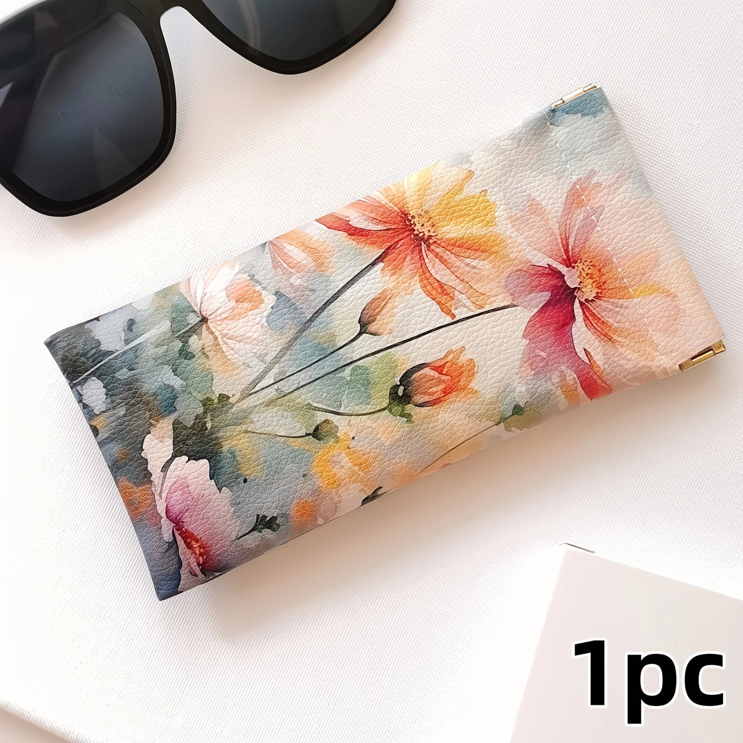 Elegant Glasses Organizer Box, Large Capacity Hard Shell Eyewear Case with Flower Print, Travel-Friendly Accessory