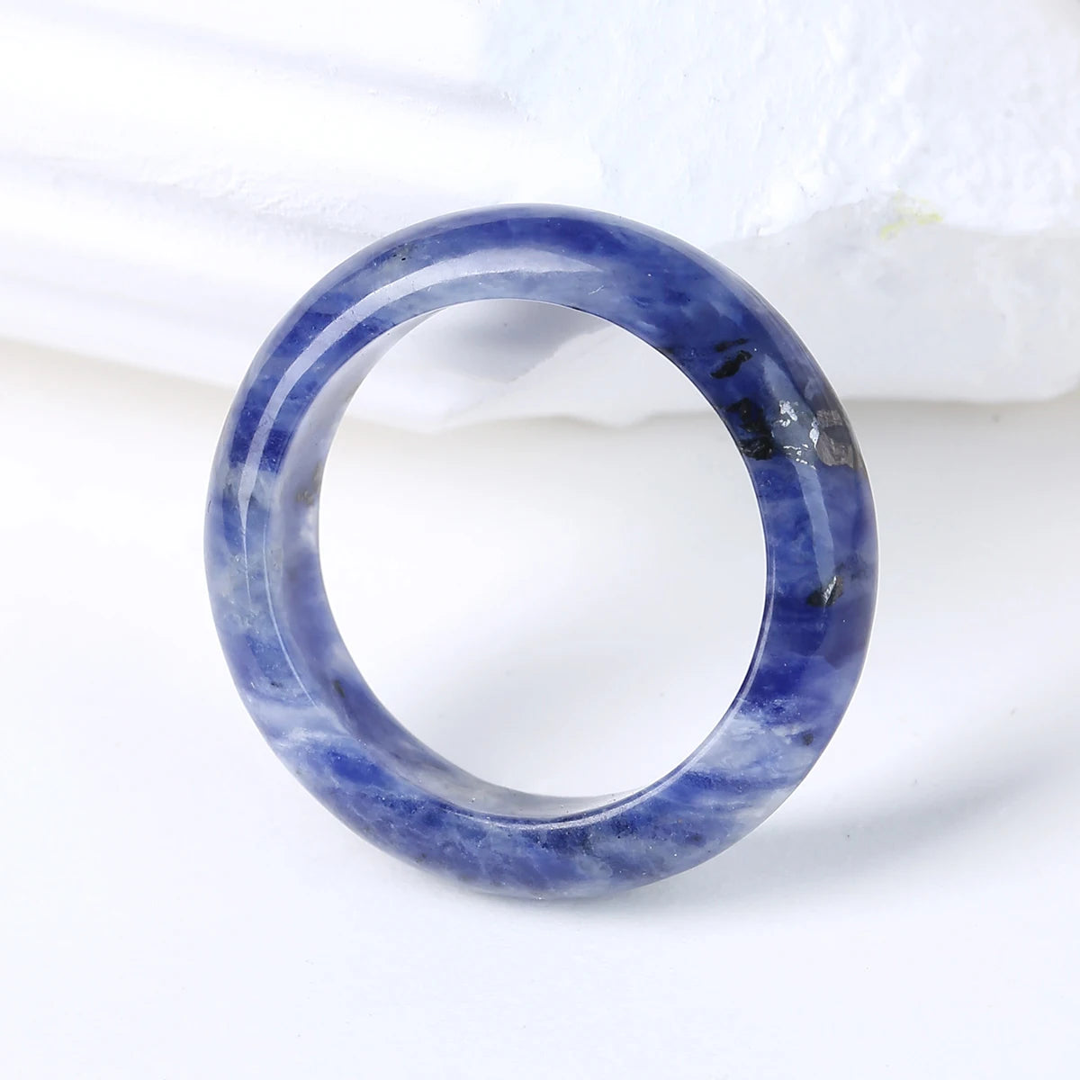 1 Pc Natural Crystal Stone Band Rings Amethyst Agate Obsidian Finger Solid Ring Women Men Minimalist Energy Healing Jewelry Gift