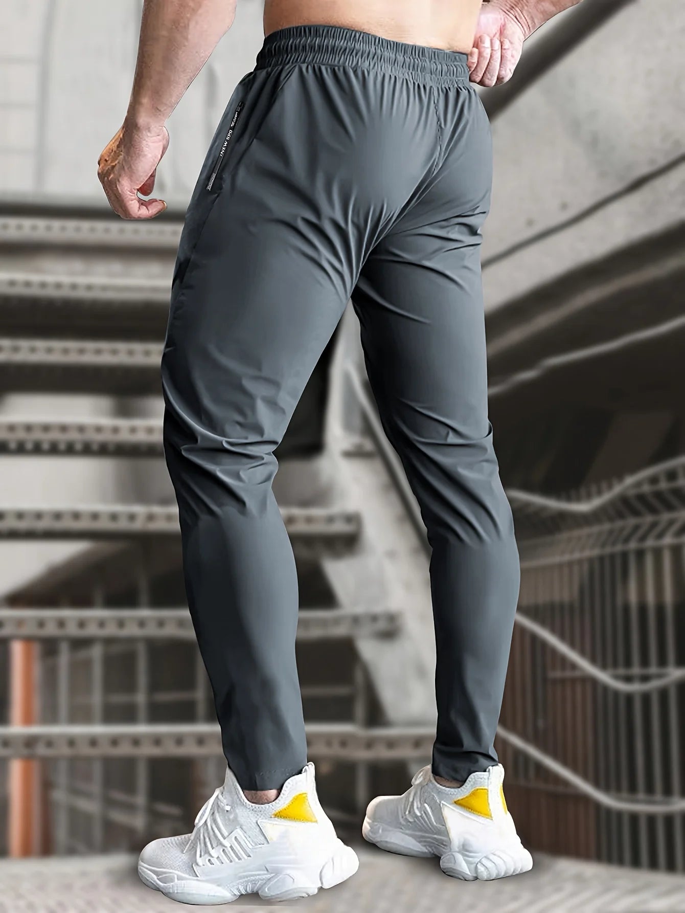 Sweatpants Man Fishing Men's High Stretch Ice Silk Jogging Pants With Zipper Pockets Breathable Elastic Sports Pants Mens Gift
