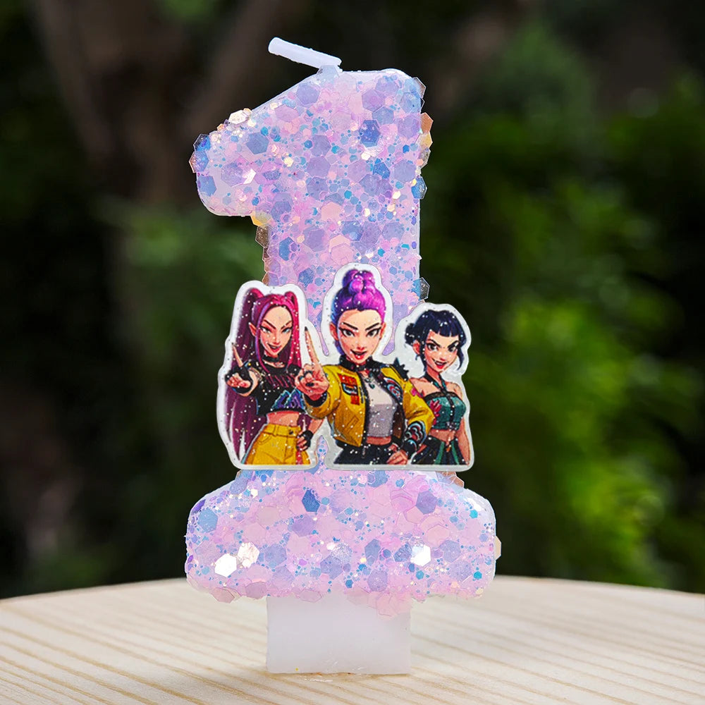 Kpop Demon Hunters Candle Number 0-9 Soccer Candle Cake Decoration Birthday Party for Kids Baby Shower Decor Gift