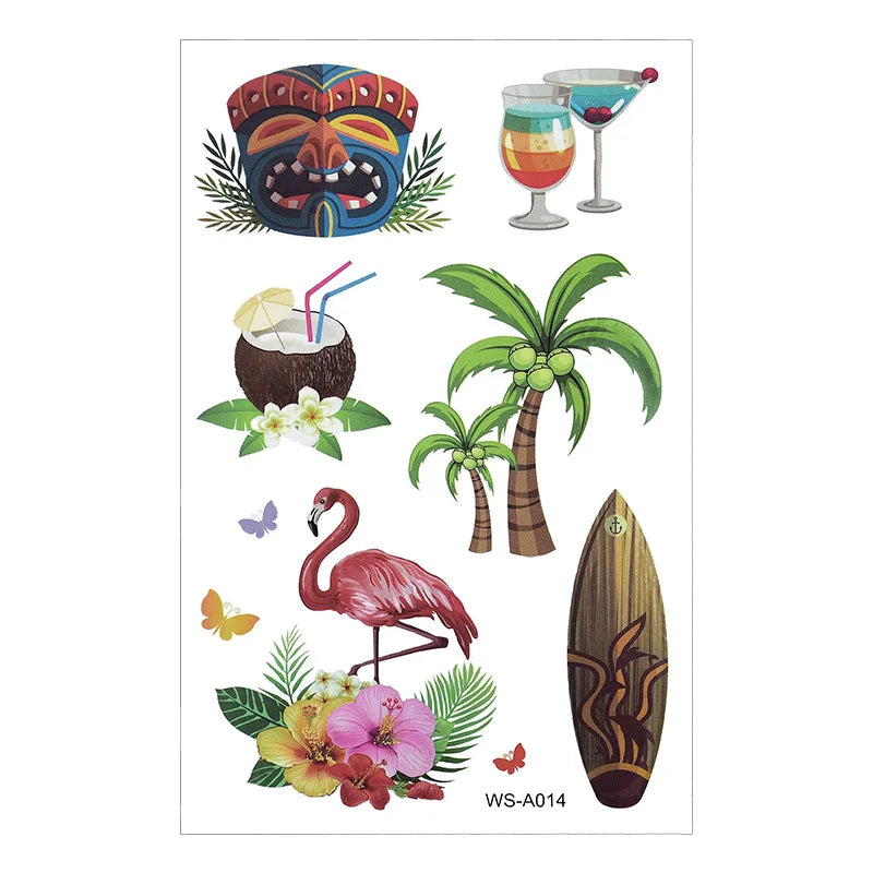 Hawaiian Party Aloha Temporary Tattoo Sticker Waterproof