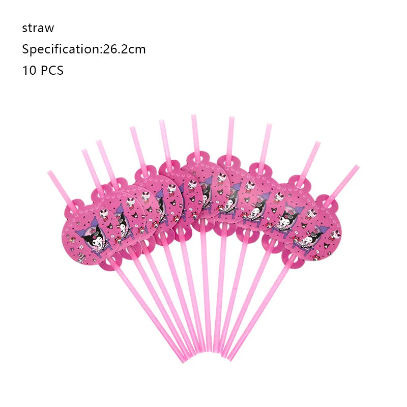 Kuromi Birthday Party Decoration Backdrop Disposable Tableware For Kids Event Supplies Latex Foil Balloons Banner