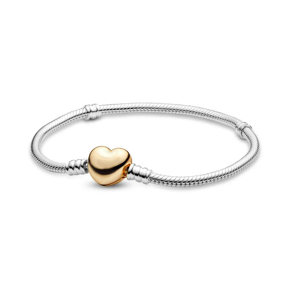 Original hot selling 925% sterling silver fashionable round heart snake bone bracelet for women DIY luxury jewelry gift making
