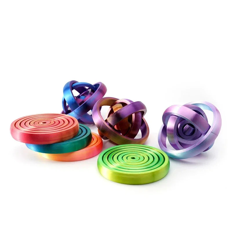 3D Printed 7-Ring Fidget Spinner Universal Gyro Gravity Rotating Anxiety Relief Office Decompression Sensory Toy for Party Gifts