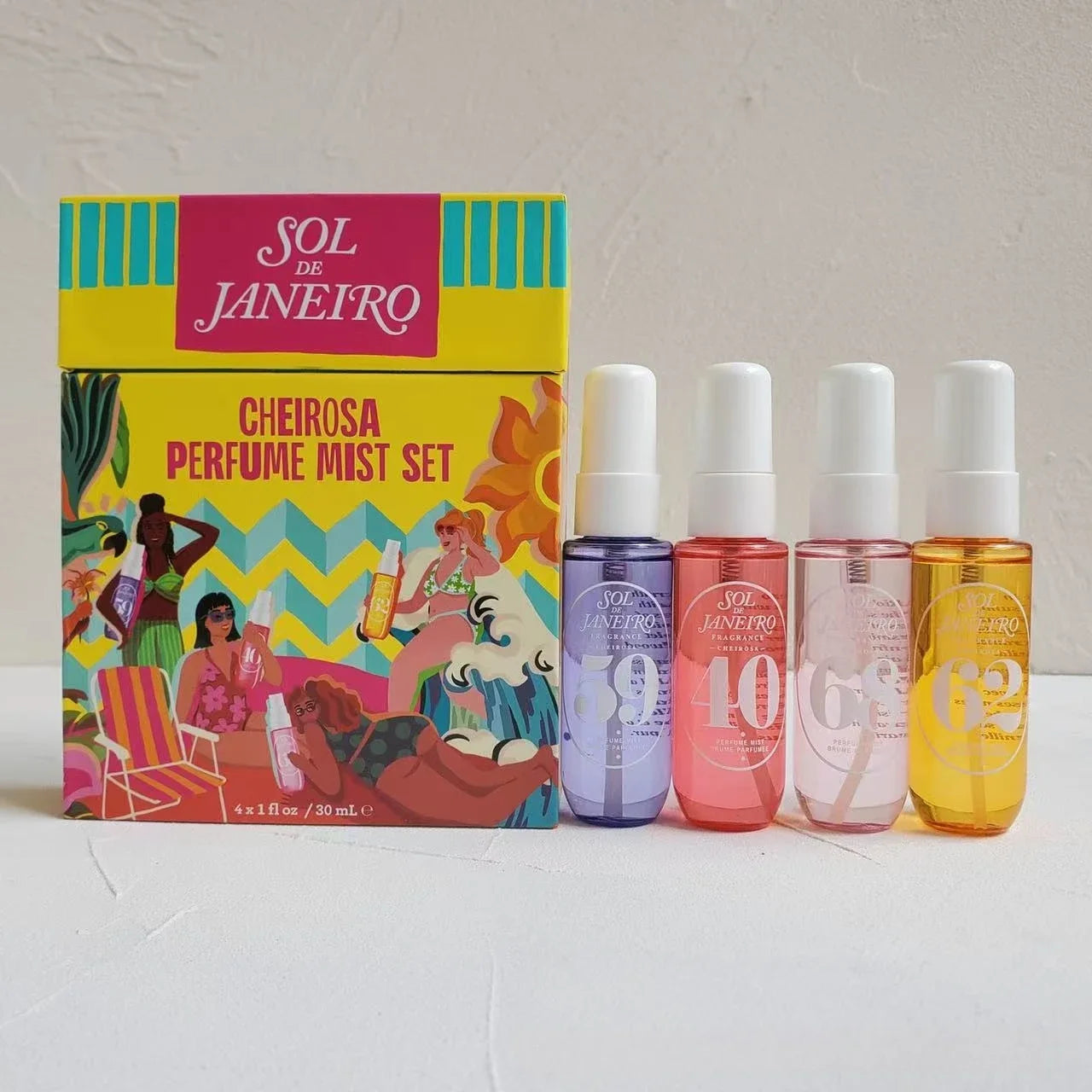 Brazilian Inspired Summer Scent Perfume Set 5 Piece Gift Set Tropical Beach Vacation Long Lasting Body Mist & Oil Mist