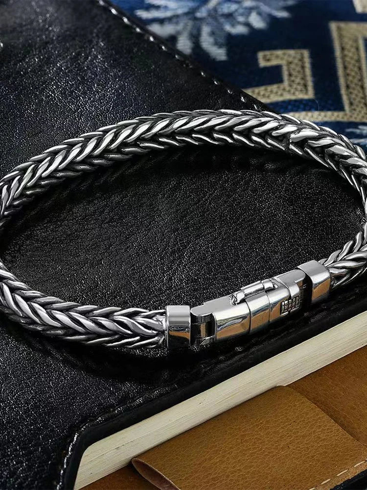 S925 Sterling Silve Twisted Bracelets For Men Hip Hop Handmade Exquisite Unique Fashion Jewelry Gift Factory Price