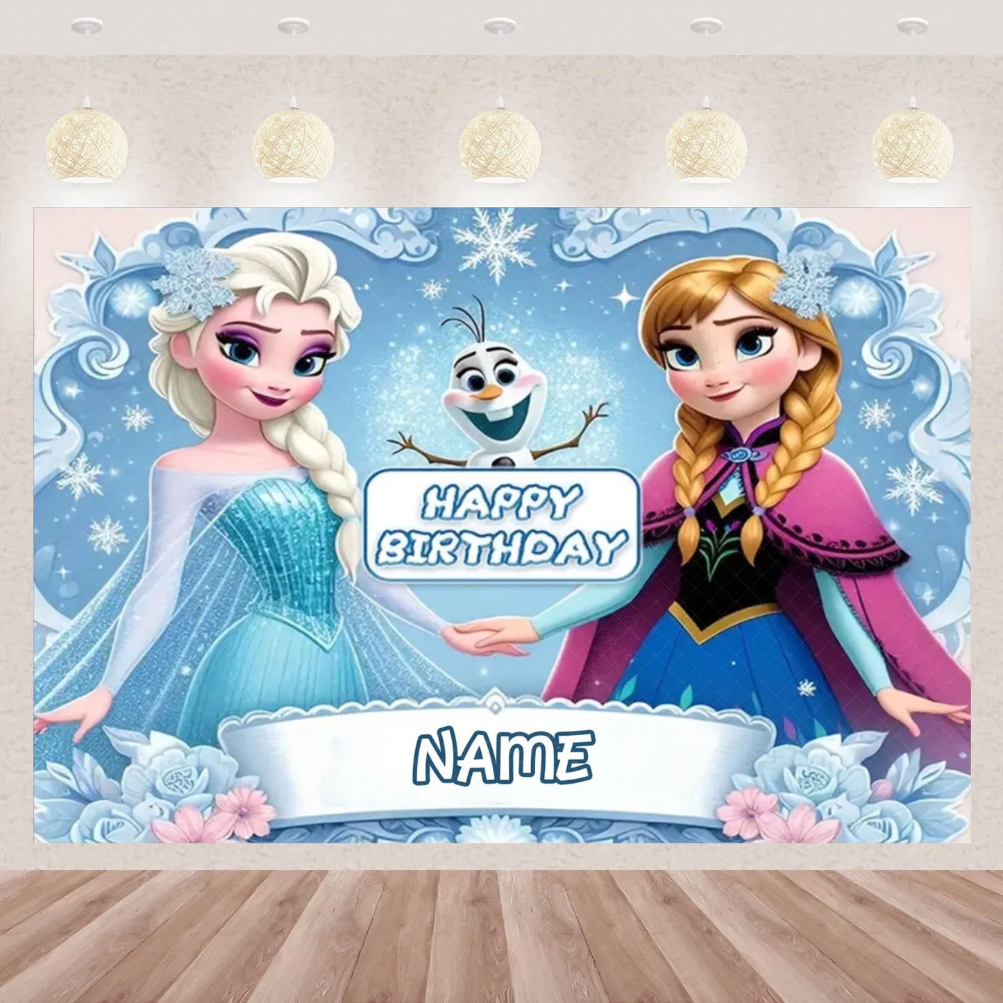Frozen Elsa Anna Princess Theme Backdrop Frozen Birthday Party Decoration Baby Shower Supplies Background Photo Prop Girl Gift