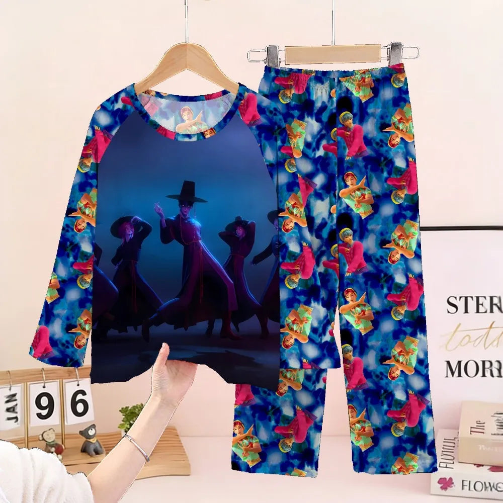 KPop Demon Hunters Huntrix Kids Pajamas Set Long Sleeve Girls Clothing 2pcs Children's Sleepwear Cartoon Boys Nightwear 3-14Y