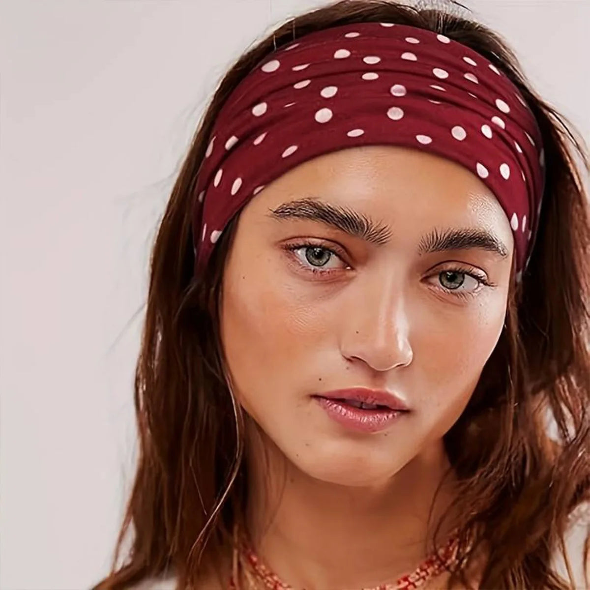 Y2K Retro Boho Breeze Wind Dot Stretch Women's Hairbands Korean Ins Fashion Wide Headbands Yoga Sports Dating Hair Accessories