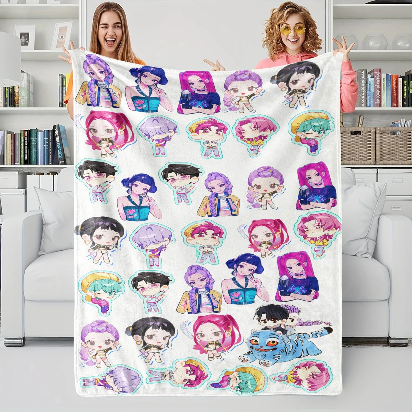 Cute Sticker K Pop Flannel Blanket: Cozy Up With Your Bias For Chill Days