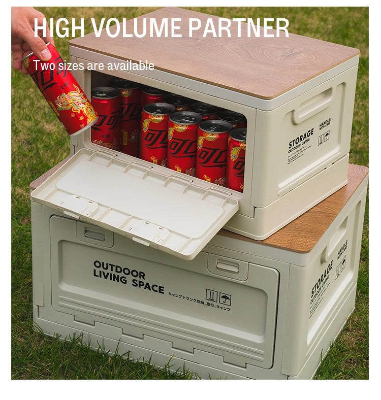 Outdoor Storage Box Camping Folding Box Camping Organizer Car Trunk Wooden Lid Industrial Air Storage Box