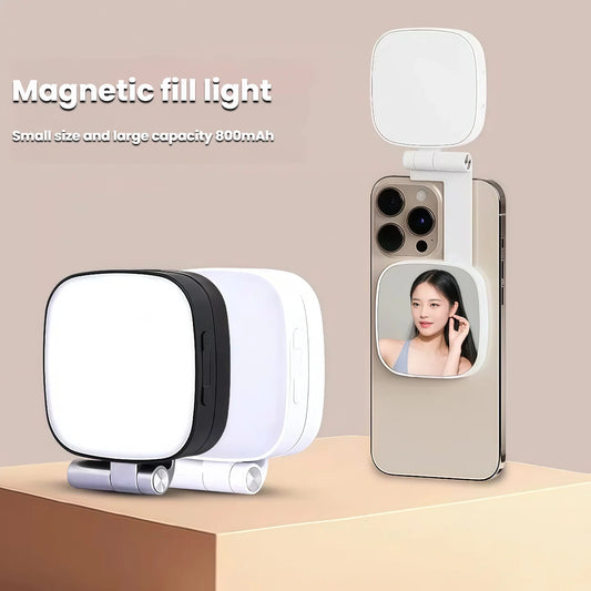 Magnetic Selfie Light for MagSafe iPhone 360° LED Ring Fill Light with Mirror