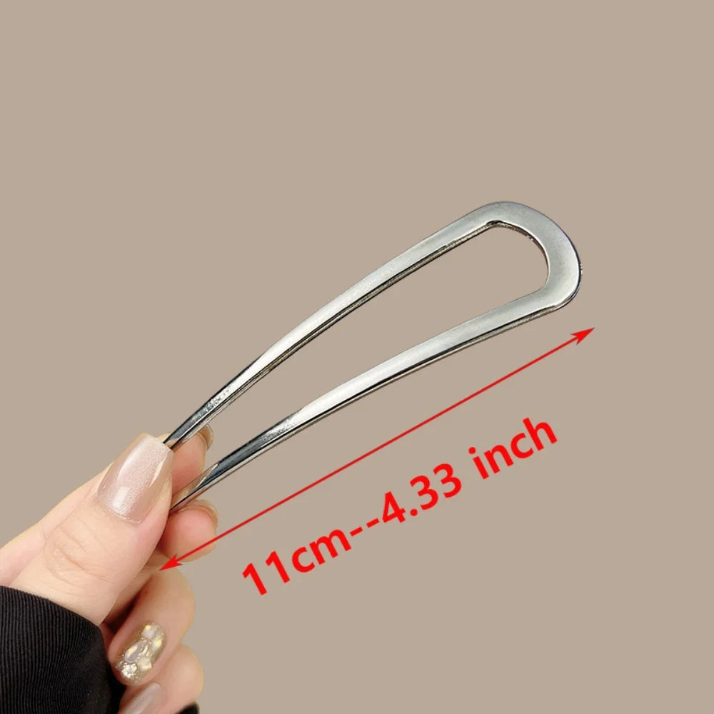 Vintage Metal U-Shaped Hair Fork Fashion Geometric Irregular Alloy Hairpin Clips Headwear Women Girls Simple Hair Sticks Gifts
