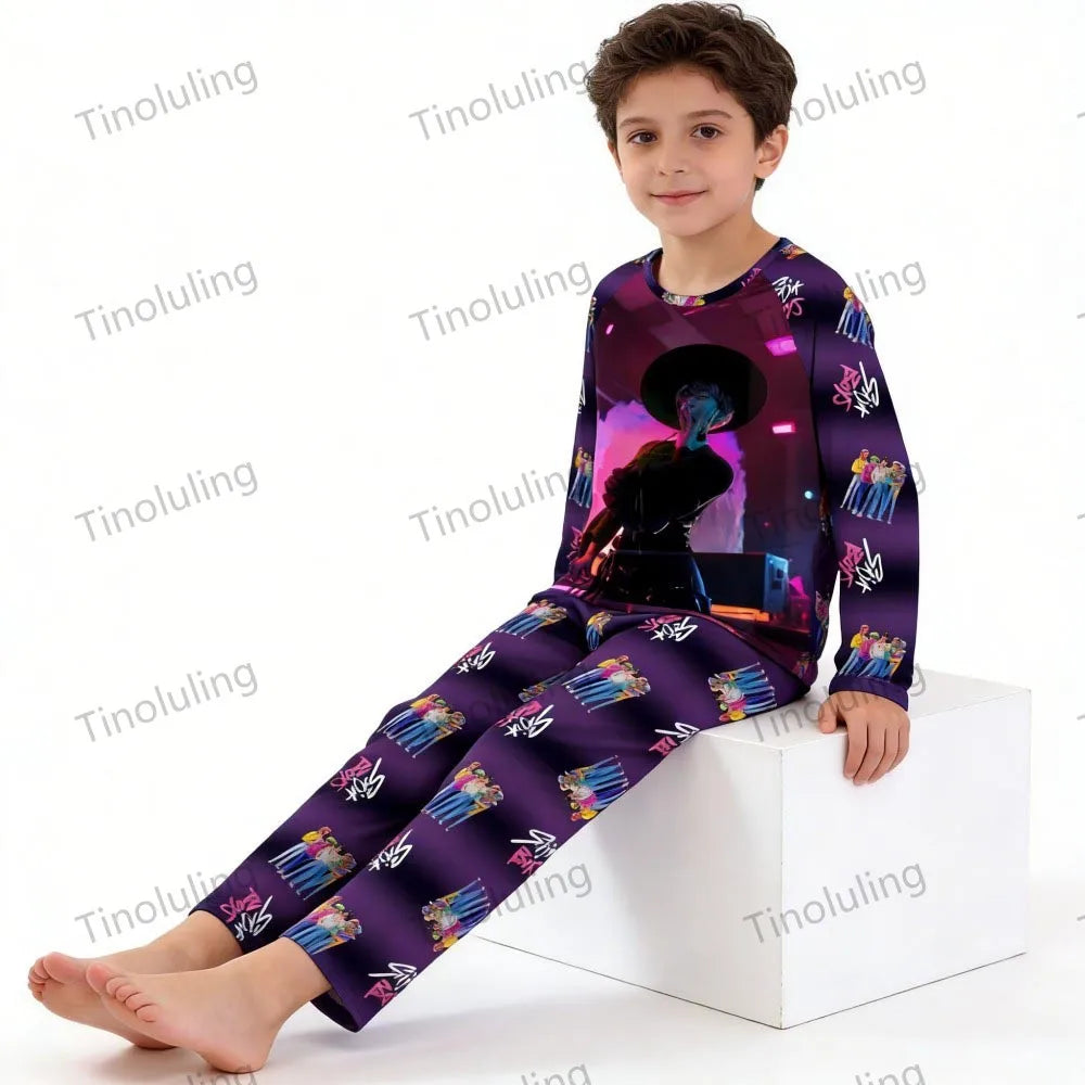 KPop Demon Hunters Huntrix Kids Pajamas Set Long Sleeve Girls Clothing 2pcs Children's Sleepwear Cartoon Boys Nightwear 3-14Y