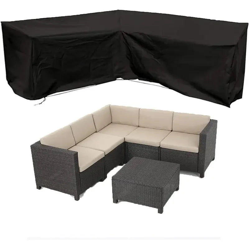 V-shaped Outdoor Furniture Cover Anti-UV Windproof Sofa Protective Cover Polyester Waterproof Outdoor Sofa Cover