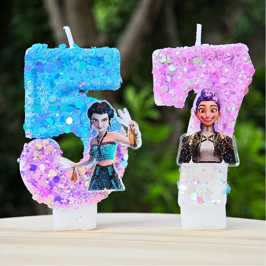 New Kpop Demon Hunters Theme Candle Number 0-9 Birthday Party Cake Decoration Cartoon Baby Shower Supplies Kids Gifts
