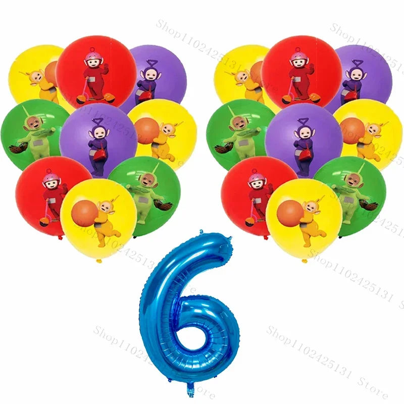 Teletubbies Birthday Party Decoration Tableware Set Paper Plates Balloons Banner Tablecloth For Kids Baby Shower Party Supplies