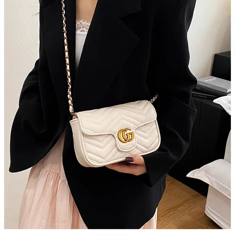 Fashion Design Women's Small Square Stylish Handbag Luxury Chain Crossbody Shoulder Handbags Luxury Embroidered Check Square Bag
