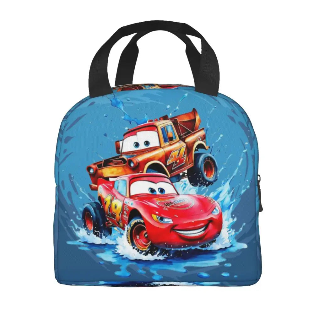 Custom Car 95 Lightning Mcqueen Insulated Lunch Bag for Women Resuable Racing Car Thermal Cooler Bento Box Office Picnic Travel