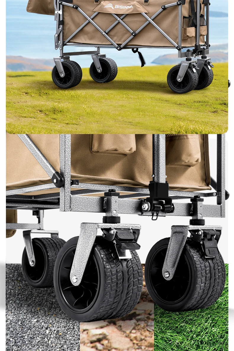 BISINNA Camping Wagon Cart Folding Utility Heavy Duty Large Capacity Trolley Outdoor Shopping Picnic Collapsible Hand Truck