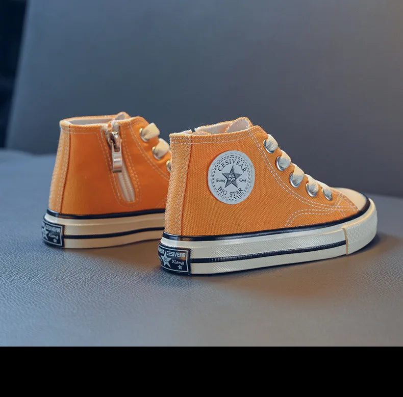 Children's Mid-Top Canvas Shoes Soft Bottom Comfortable Casual Children's Shoes Boys and Girls Non-slip Breathable Board Shoes