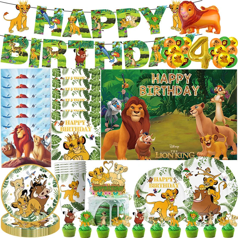 Disney The Lion King Birthday Party Decoration New Plates Cups Napinks Tablecloth King Lion Birthday Balloon Party Favor Balloon