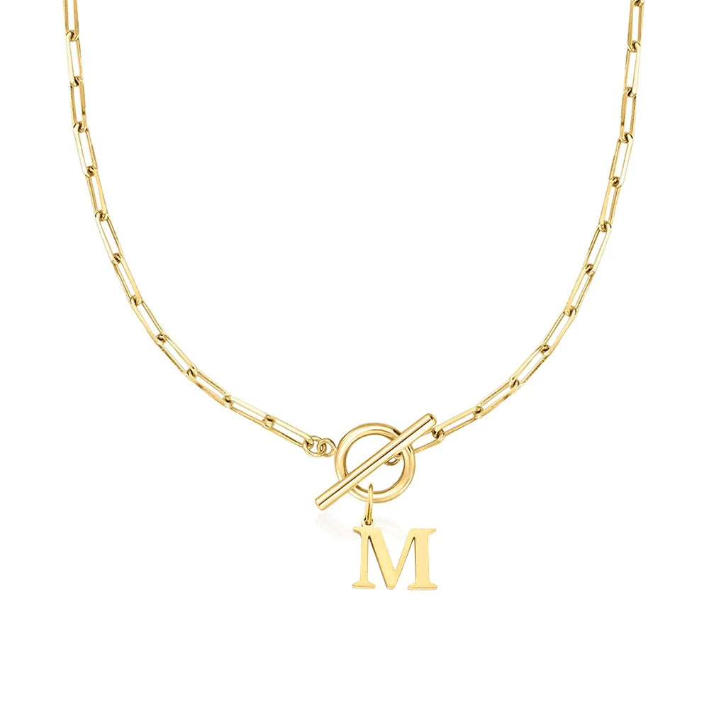 Women's stainless steel Initial necklace A-Z Letter charms pendant Choker Women collar Chain Ot Deduction Necklace For Women2025