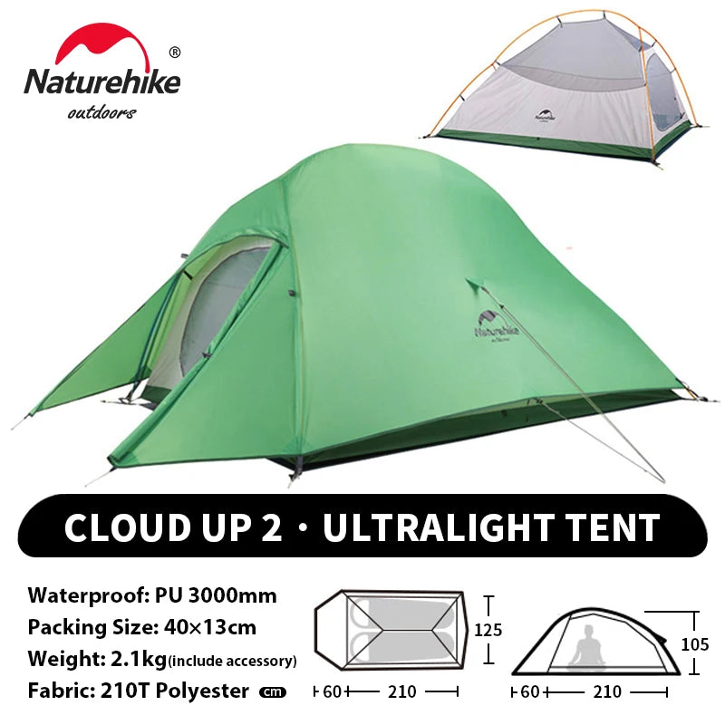 Naturehike Cloud Up 1 2 3 Person Camping Tent Ultralight Waterproof Trekking Tents Hiking Backpacking Shelter Tent Travel Tent