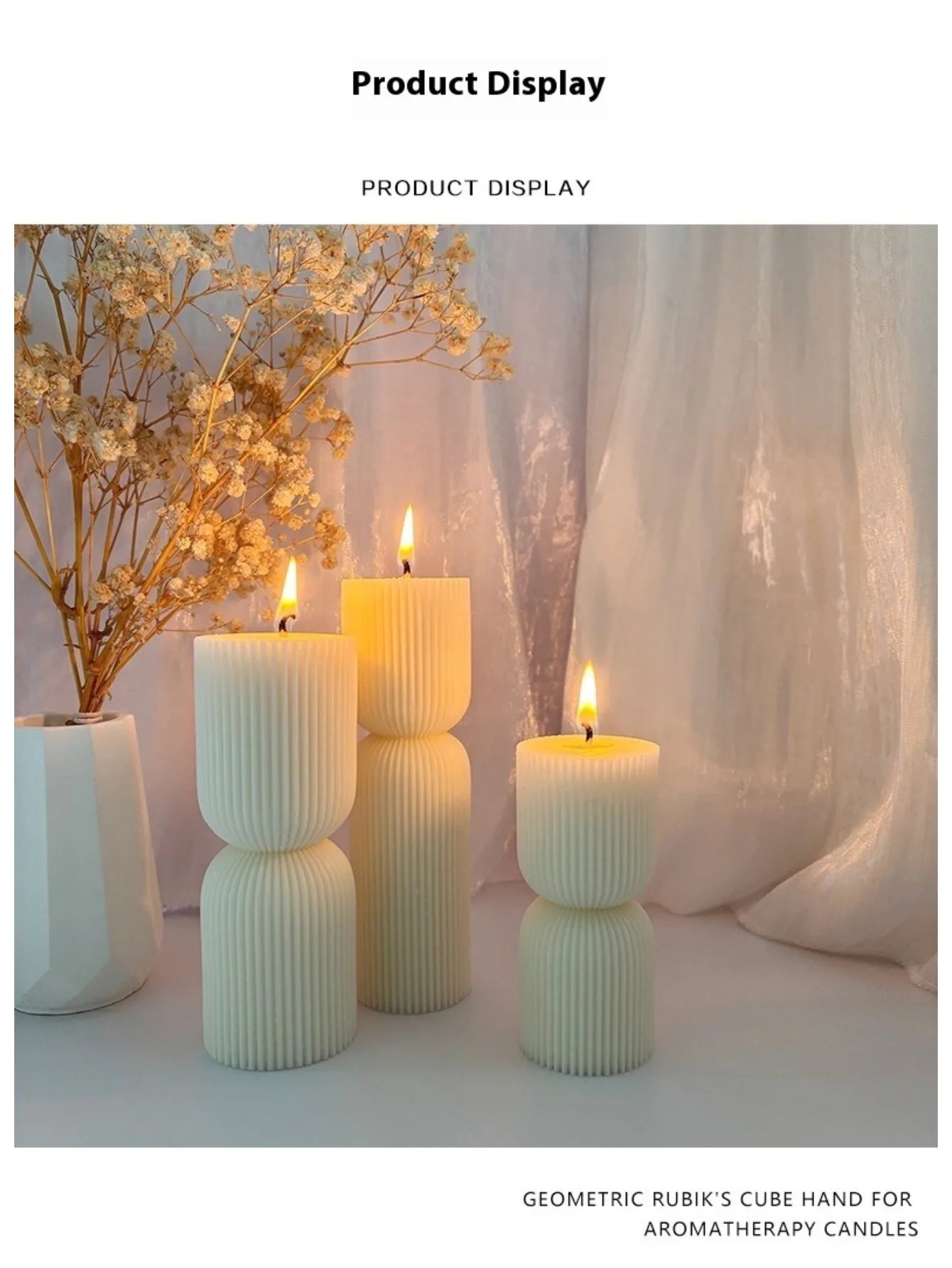 Nordic Minimalist Ribbed Cylinder Pillar Scented Candle Soy Wax Aromatherapy Candle Home Decor