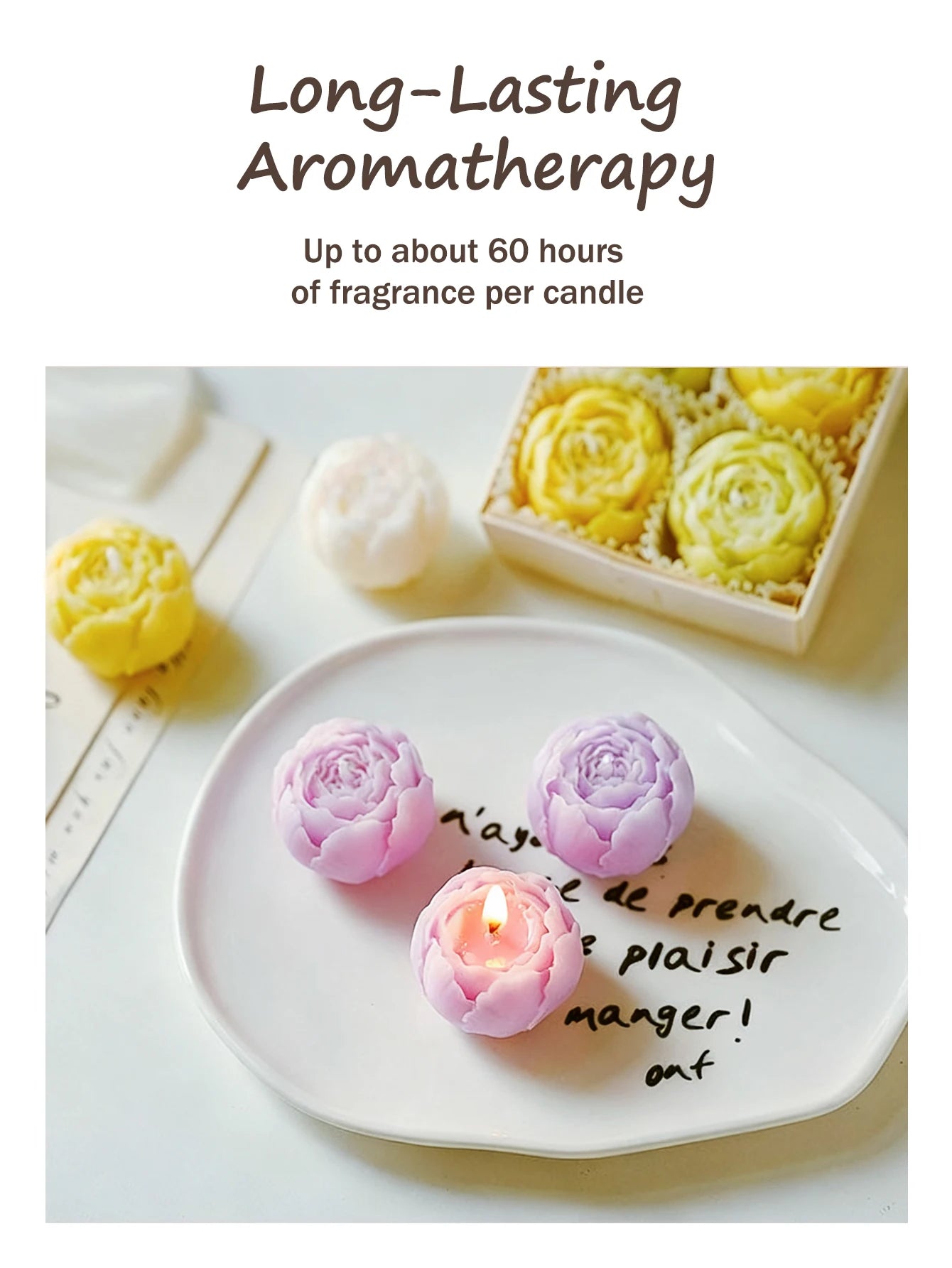 4-Pack Rose Scented Candle Gift Set ,Handmade, Elegant Room Decor, Gifts for women(Birthday/Valentine's Day/Wedding/Anniversary)
