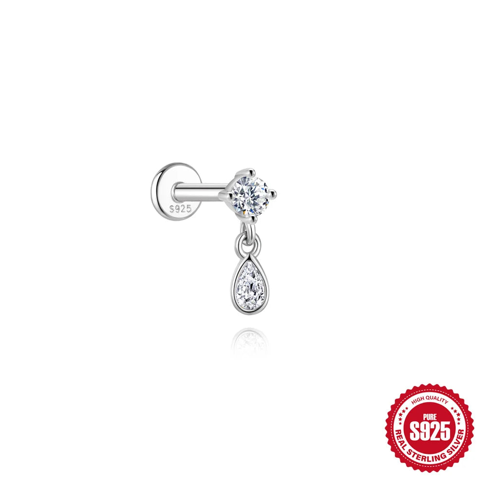 AIDE Certified Moissanite Earrings 925 Sterling Silver Piercing Woman Jewelry Water drops stars moon tassels flowers leaves Gift