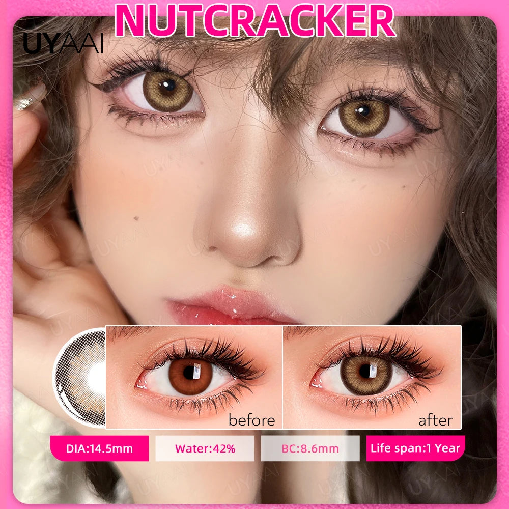 UYAAI Contact Lenses Color Contact Makeup Colored Pupils Black Natural Pupils Beauty 14.5mm Big Black Lenses Brown Contacts Lens