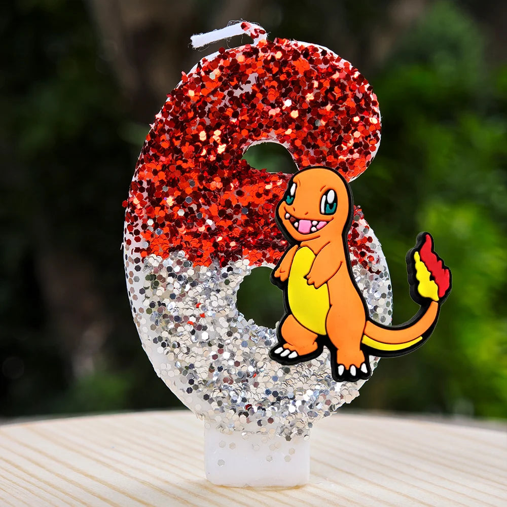 Pokemon Candle Number 0-9 Soccer Candle Pikachu Cake Decoration Boy Birthday Party for Kids Baby Shower Decor Gift