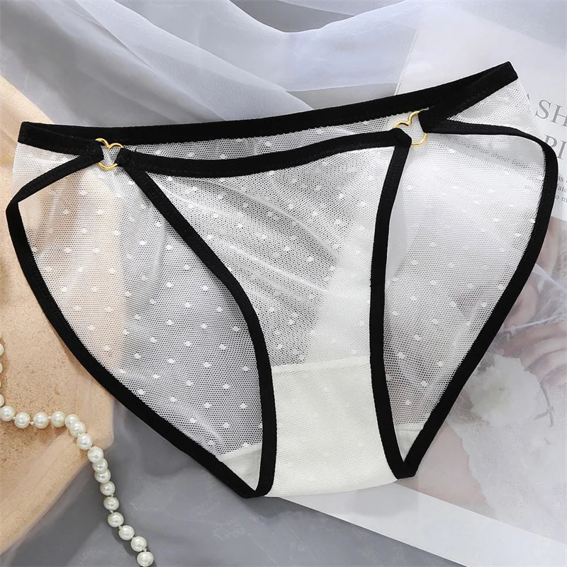 Women's Lace Underwear Panties Ladies Sexy Charming Net Gauze Transparent Panties Hot Girls Low Waist Briefs Pure Cotton Panties