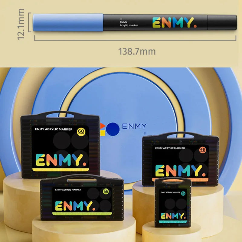 ENMY Acrylic Paint Markers Pen Soft Head Direct Liquid Graffiti Painting QuickDry Pigments Art Supplies for Felt