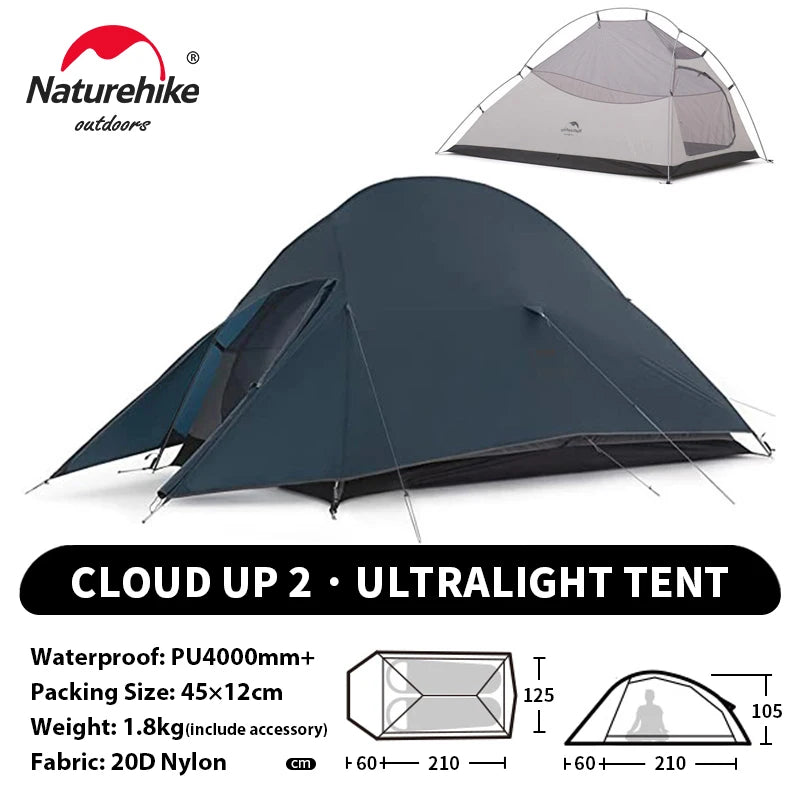 Naturehike Cloud Up 1 2 3 Person Camping Tent Ultralight Waterproof Trekking Tents Hiking Backpacking Shelter Tent Travel Tent