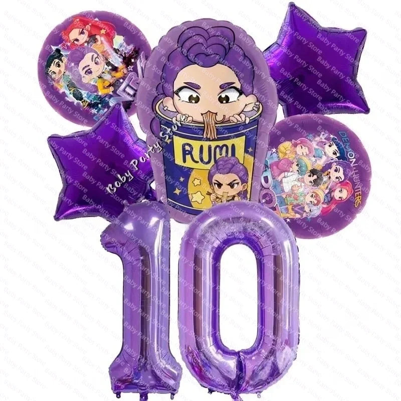KPop Demon Hunter Theme 18-inch Cartoon Anime Foil Balloon Set for Baby Shower Supplies Kids Birthday Party Decorations Gifts