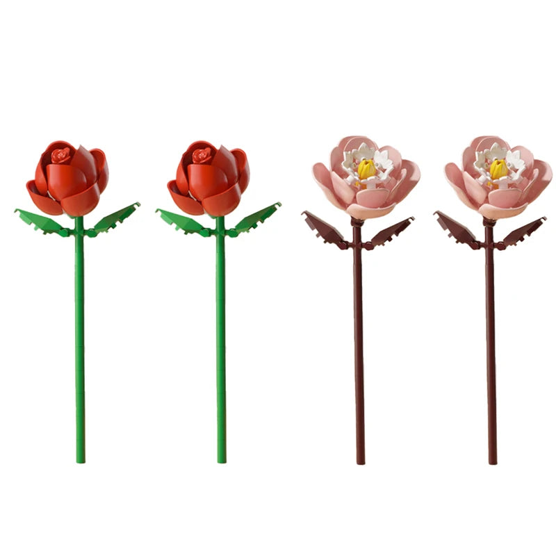 Simulation Flowers Micro Building Blocks Assembly Rose/Sunflower/Tulip/Orchid Eternal Bouquet Home Decor Bricks Toys Girl Gifts