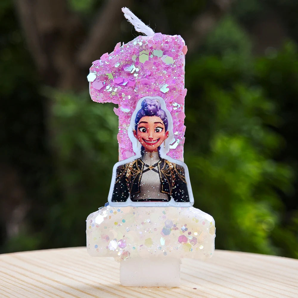 New Kpop Demon Hunters Theme Candle Number 0-9 Birthday Party Cake Decoration Cartoon Baby Shower Supplies Kids Gifts