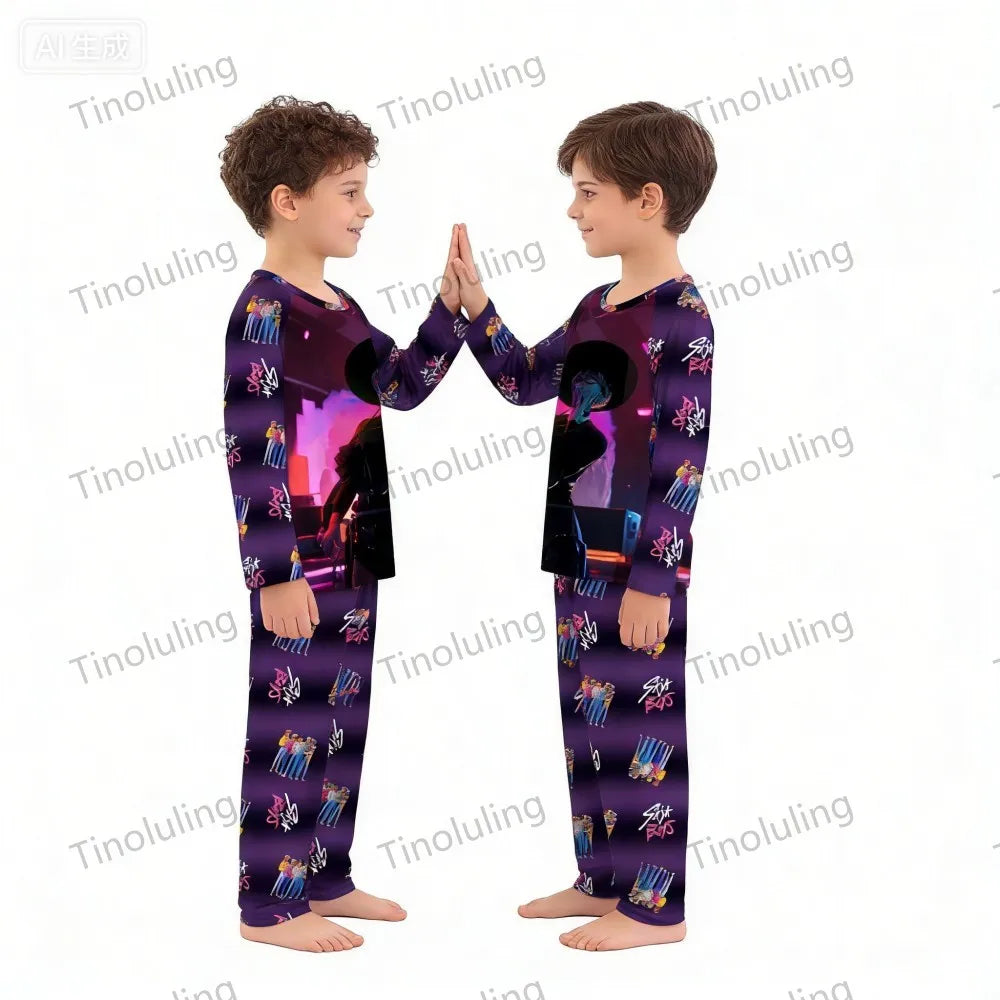 KPop Demon Hunters Huntrix Kids Pajamas Set Long Sleeve Girls Clothing 2pcs Children's Sleepwear Cartoon Boys Nightwear 3-14Y