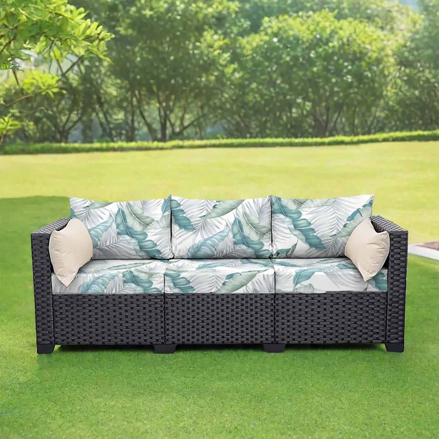 Printed Sofa Cushion Cover Outdoor Garden Villa Patio Sun Protection Weather Resistant Leisure Seat Cover Courtyard Furniture