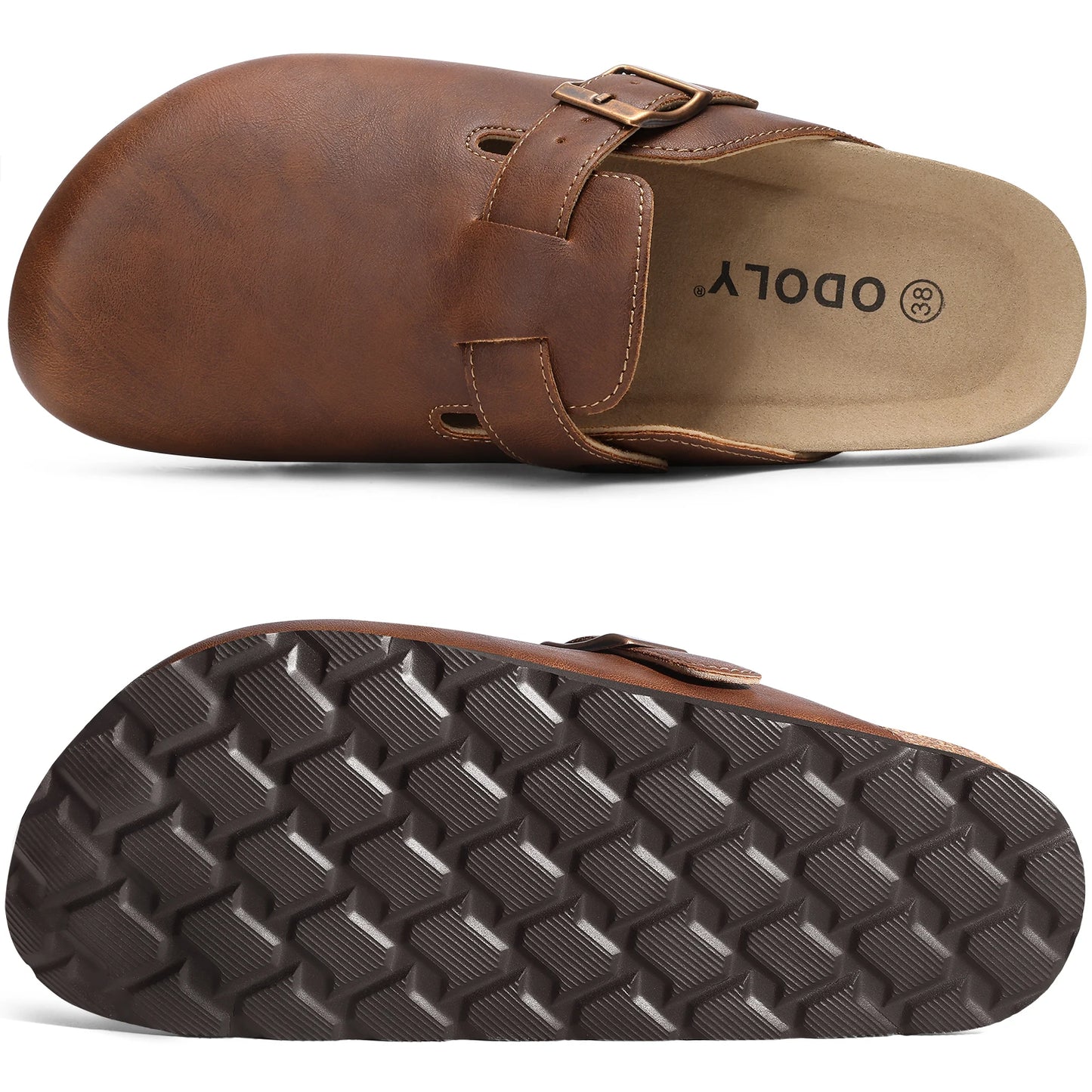 Kidmi Unisex Adjustable Buckle Slip-On Clogs with Arch Support Vegan Leather Cork Insole Potato Shoe for Women And Men
