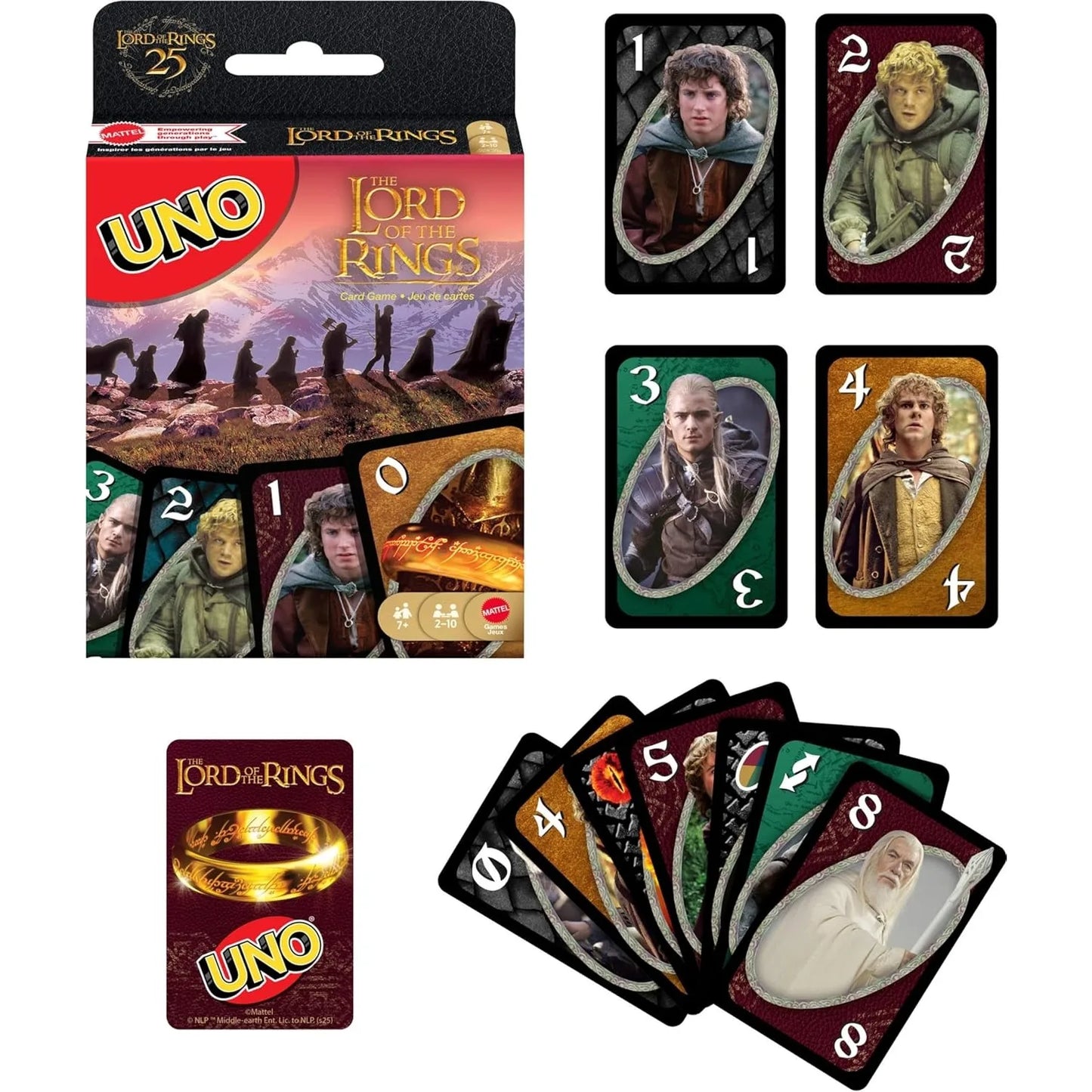 Original Mattel Games UNO The Lord of The Rings 112 Playing Card Game Deck Poker Board Games Christmas Gift for Kids Adults